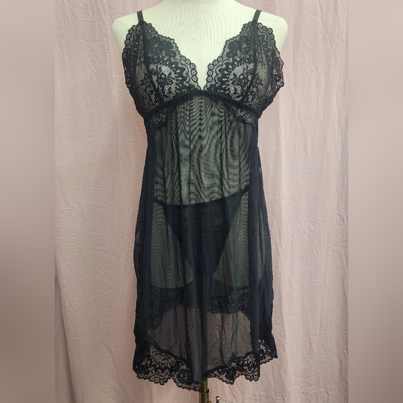 PRILIN Women's Sexy Lace Mesh Sheer Babydoll Set-(Medium)NWT - Picture 1 of 8